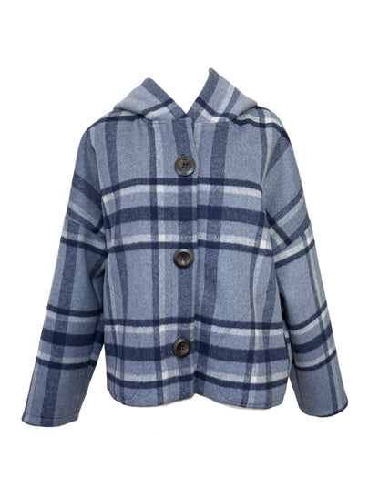 "Ava" Wool blend Jacket - Blue Check