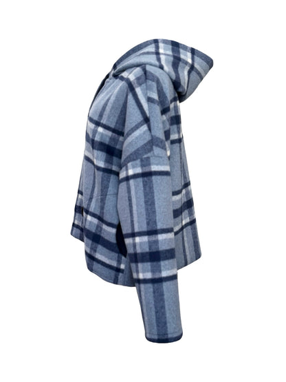 "Ava" Wool blend Jacket - Blue Check
