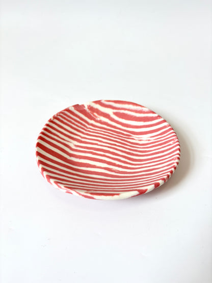 Ceramic Nerikomi Flat Dish - Red Stripe