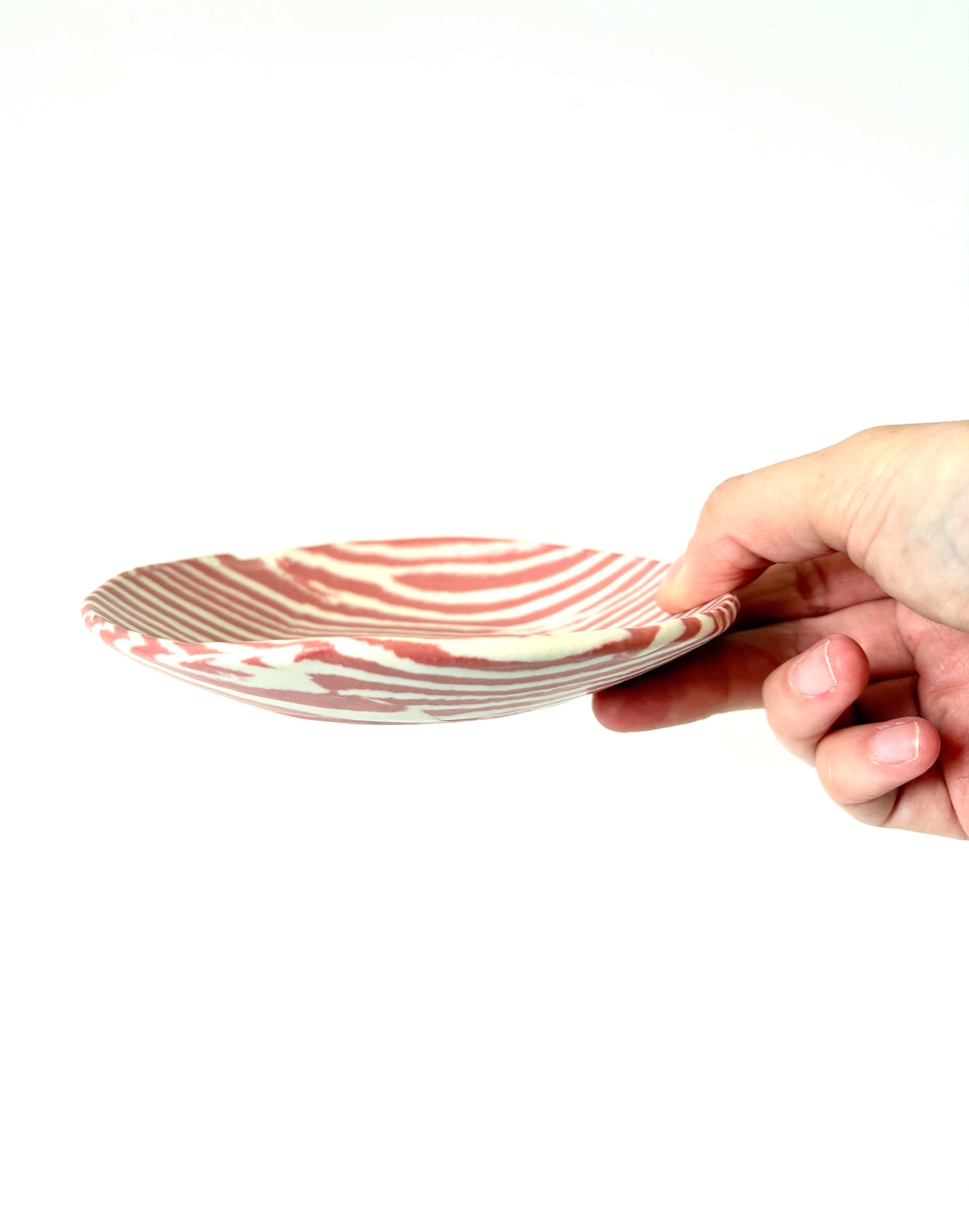 Ceramic Nerikomi Flat Dish - Red Stripe
