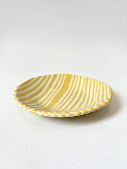 Ceramic Nerikomi Flat Dish - Yellow Stripe