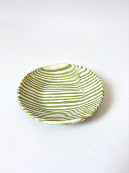 Ceramic Nerikomi Flat Dish - Light Green Stripe