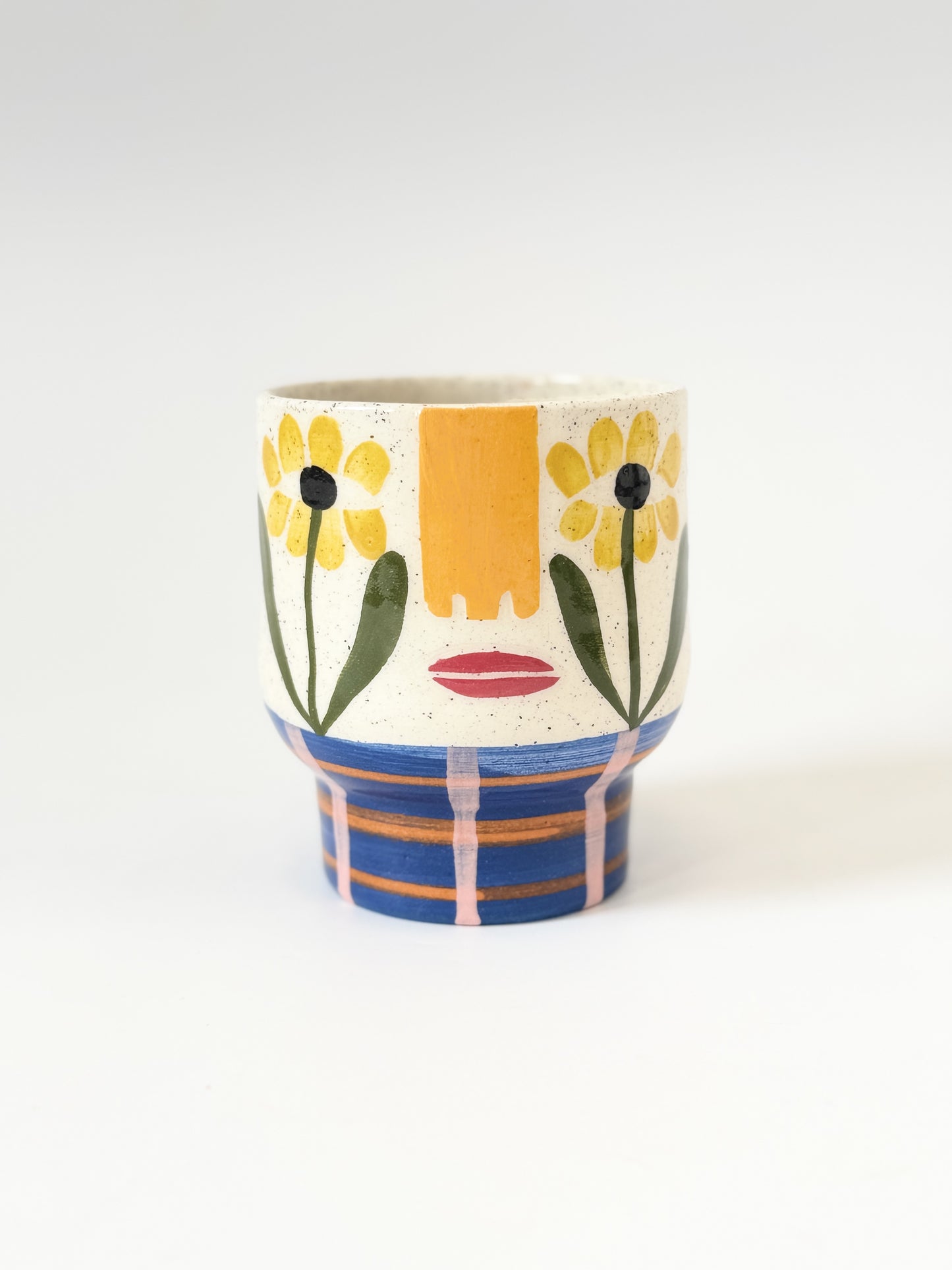 Ceramic Goblet by Studio Soph - Yellow Flower Eyes