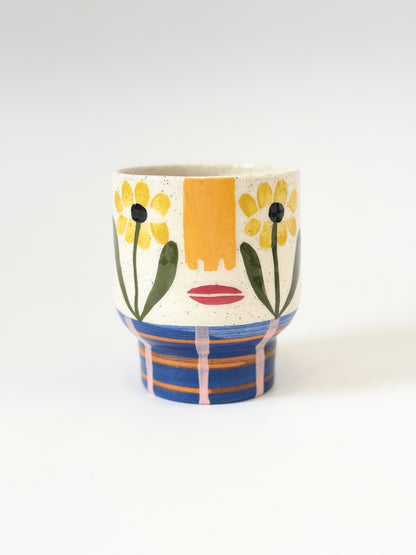 Ceramic Goblet by Studio Soph - Yellow Flower Eyes
