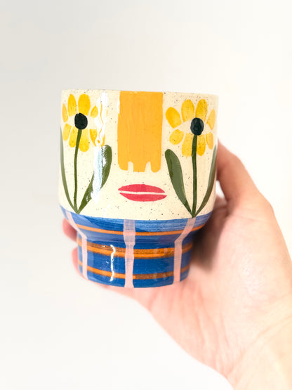 Ceramic Goblet by Studio Soph - Yellow Flower Eyes