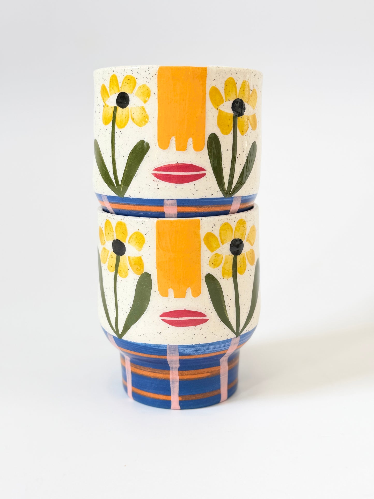 Ceramic Goblet by Studio Soph - Yellow Flower Eyes