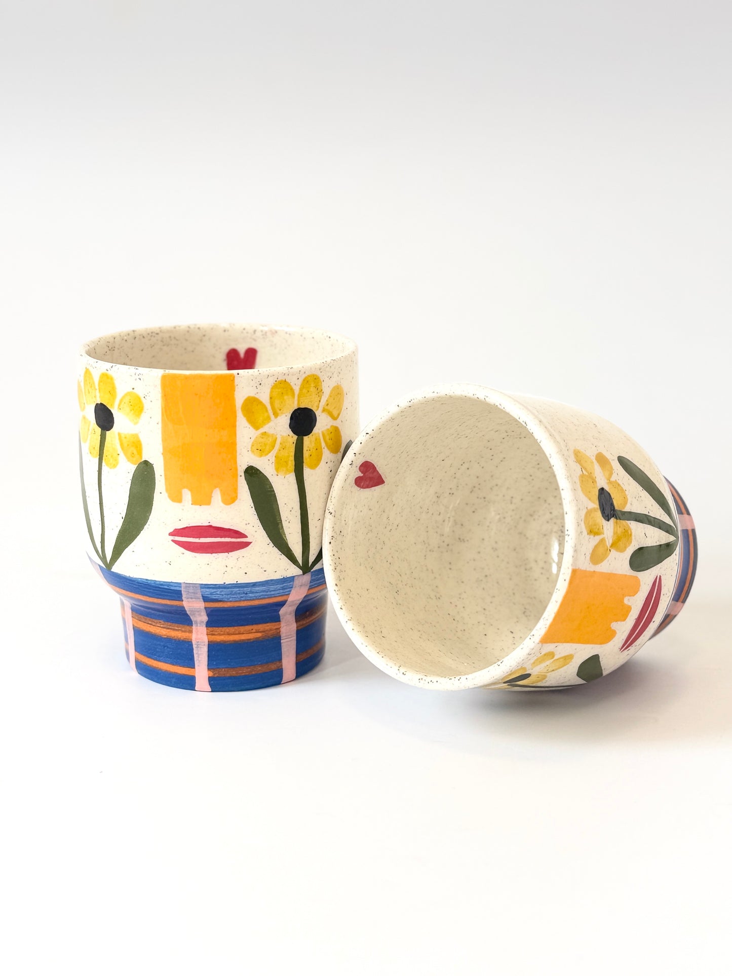 Ceramic Goblet by Studio Soph - Yellow Flower Eyes