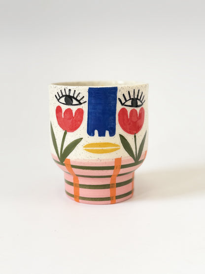 Ceramic Goblet by Studio Soph - Red Tulip Face