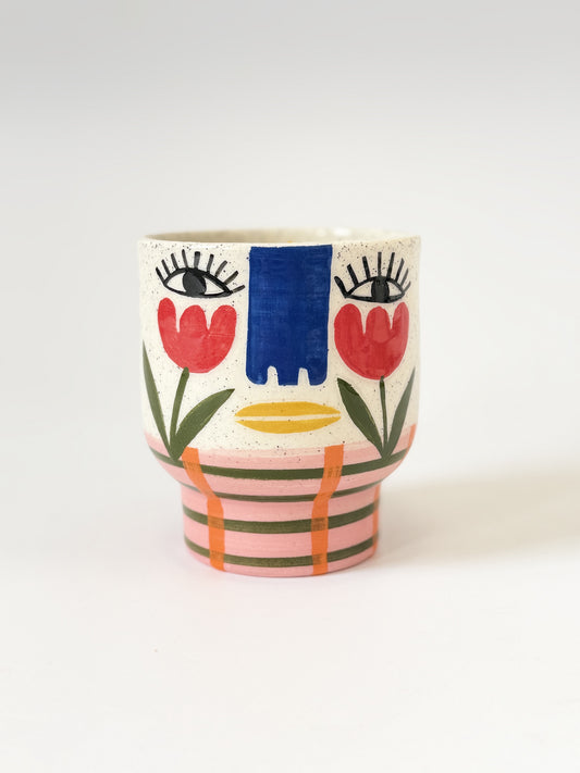 Ceramic Goblet by Studio Soph - Red Tulip Face