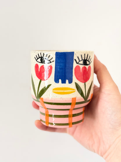 Ceramic Goblet by Studio Soph - Red Tulip Face