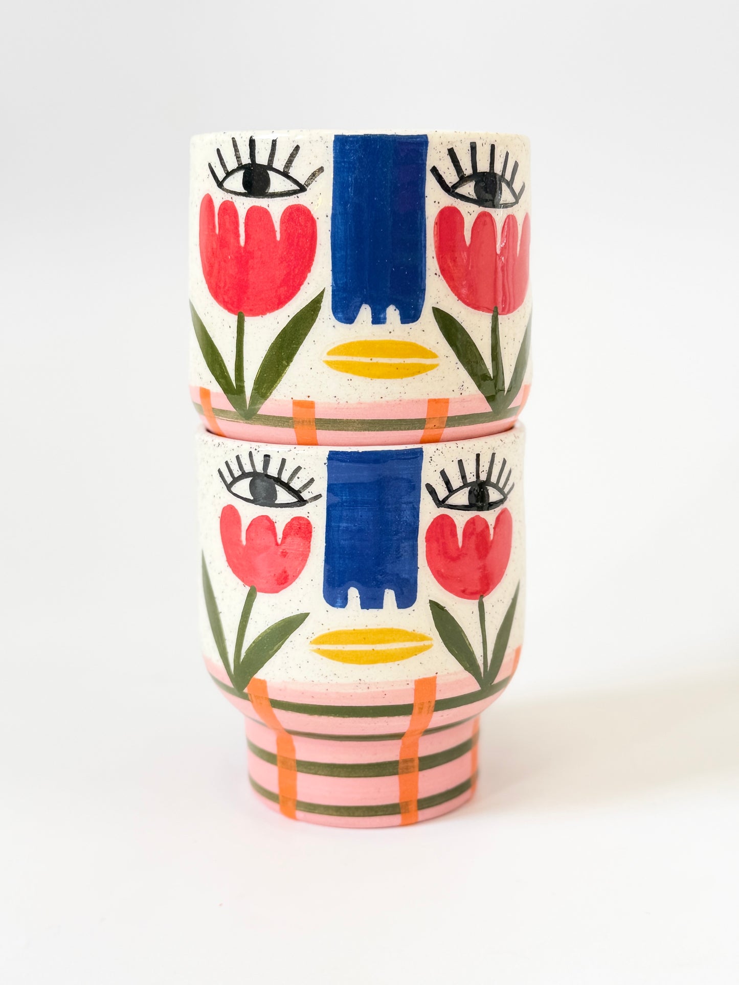 Ceramic Goblet by Studio Soph - Red Tulip Face