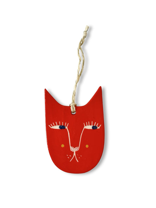 Cat Face Red - Ceramic Decoration by Studio Soph