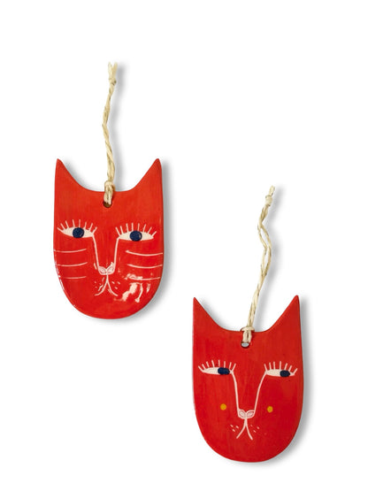 Cat Face Red - Ceramic Decoration by Studio Soph