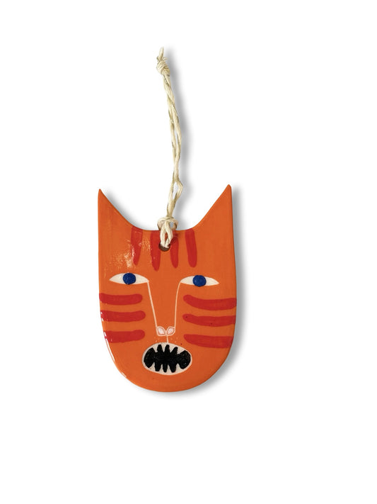 Cat Angry Face Orange - Ceramic Decoration by Studio Soph