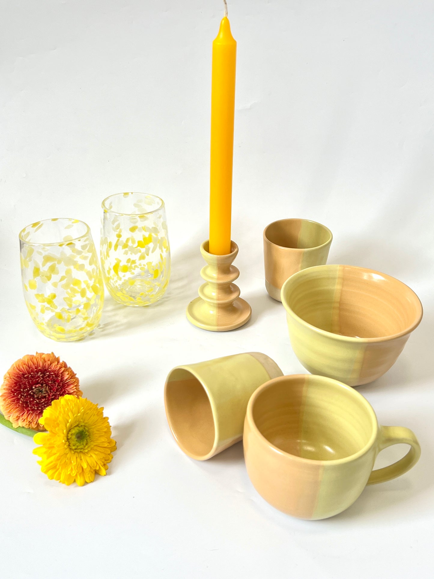 *Exclusive* Two-Toned Ceramic Tumbler - Lemon / Peach