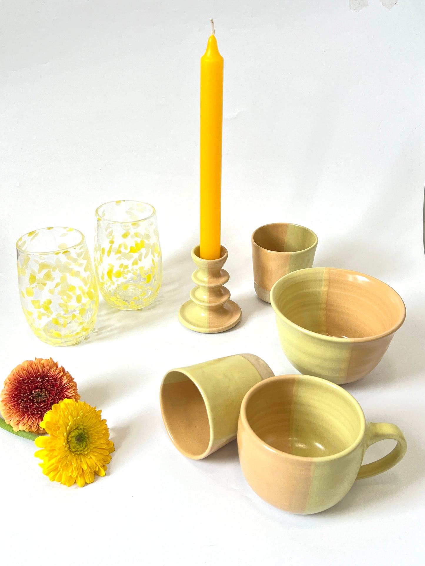 *Exclusive* Two-Toned Ceramic Tumbler - Lemon / Peach