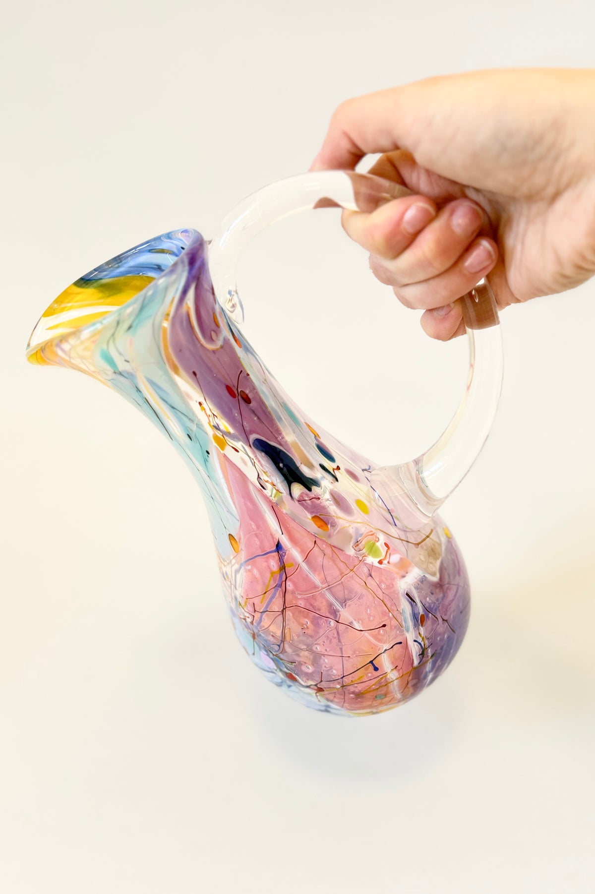 Handblown Glass Shard Carafe with Handle (22498)