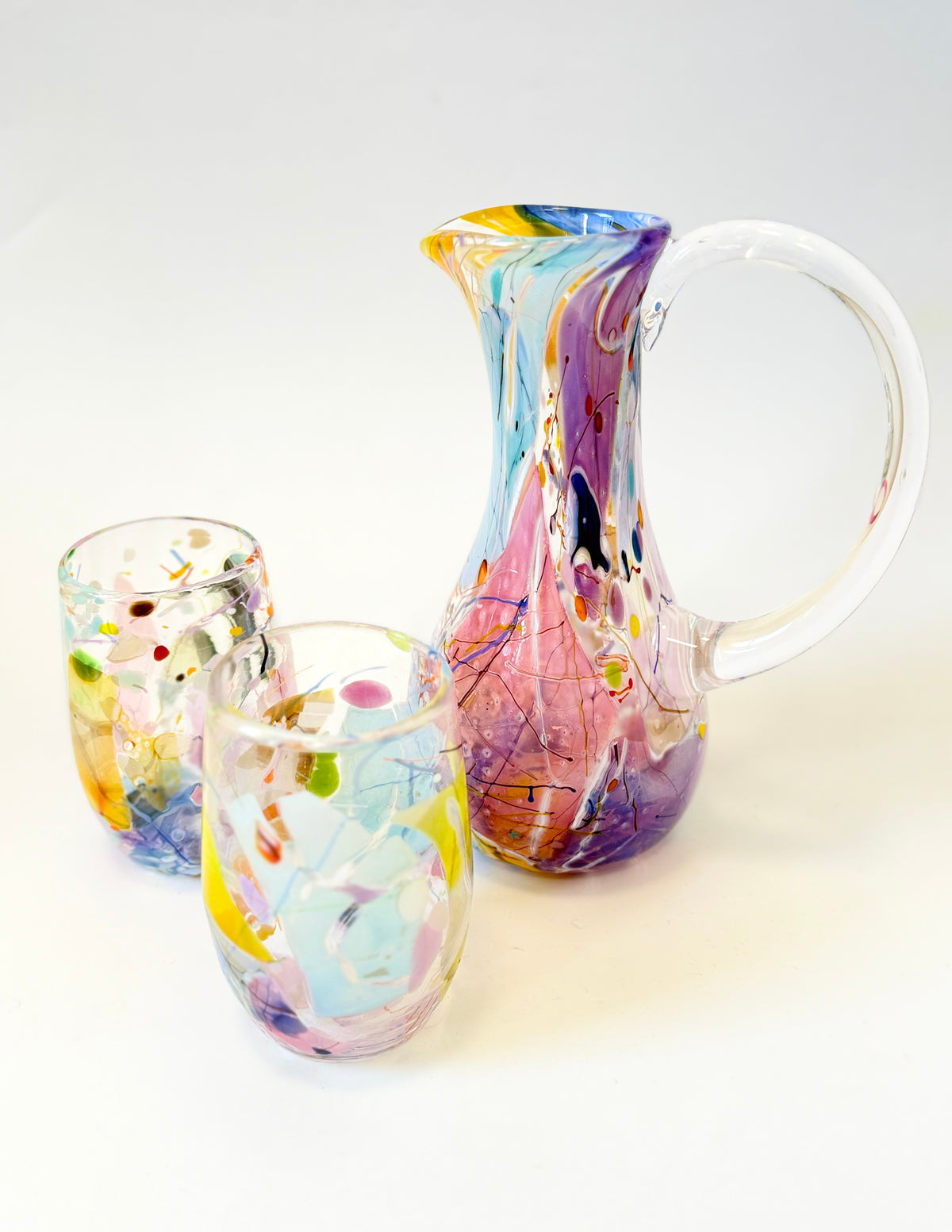 Handblown Glass Shard Carafe with Handle (22498)