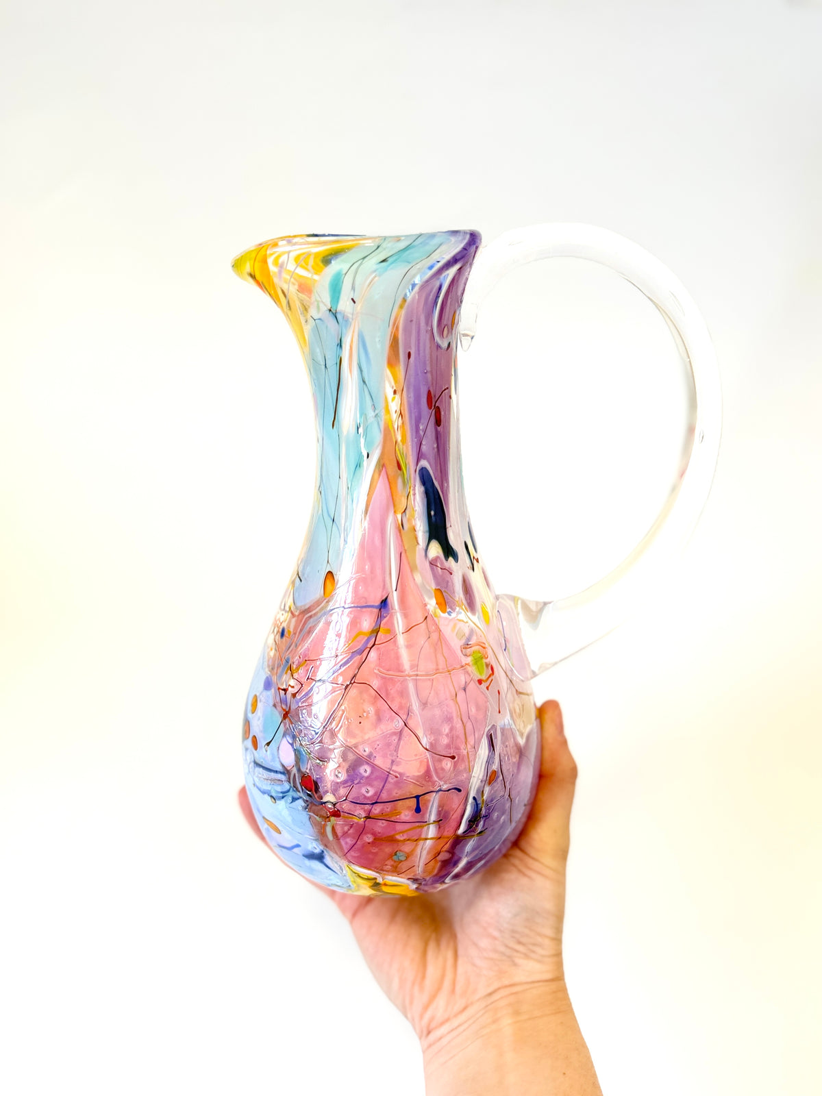 Handblown Glass Shard Carafe with Handle (22498)