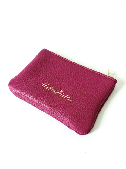 Coin Purse 12cm - Fuchsia Leather