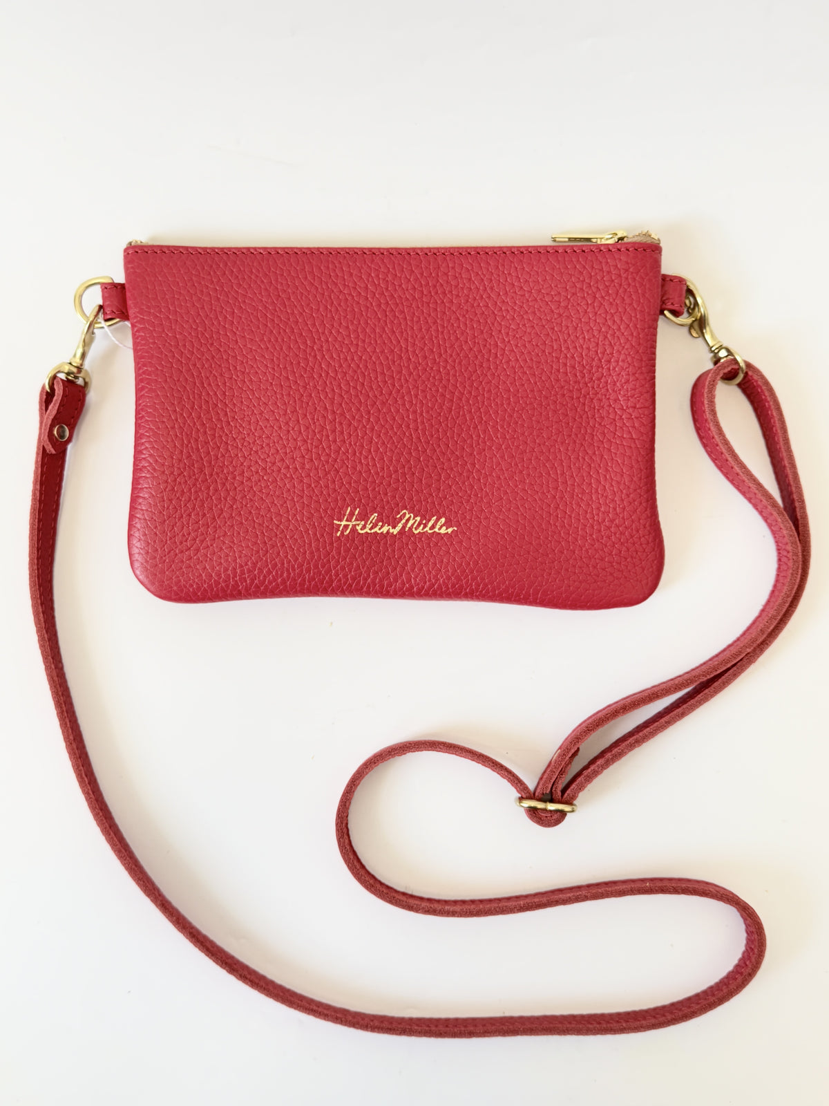 Zipette Bag - Cherry Leather by Helen Miller