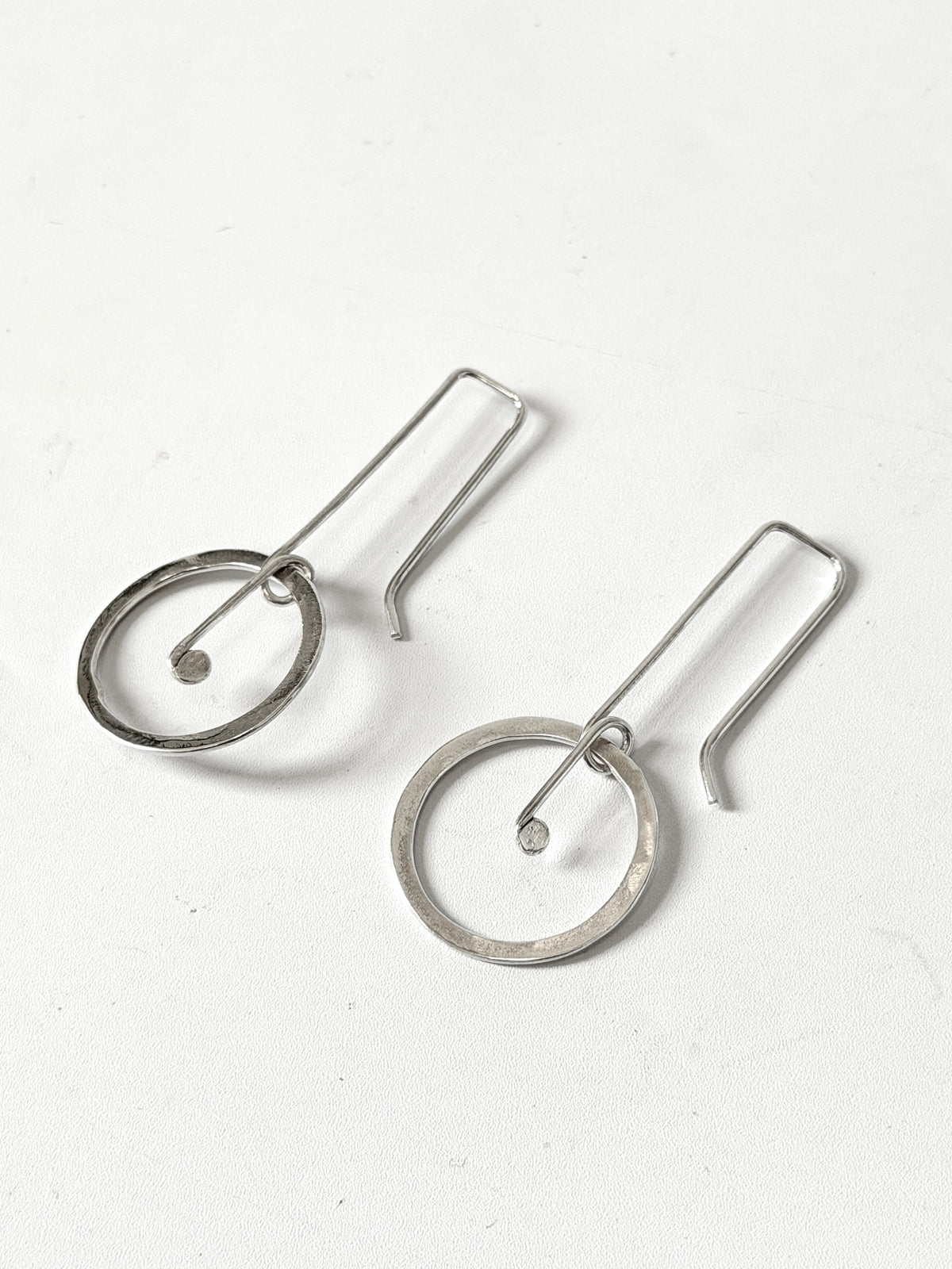 Hoop with Long Detail Post - Stirling Silver earrings by Kouka Design