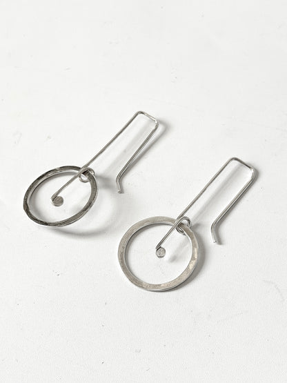 Hoop with Long Detail Post - Stirling Silver earrings by Kouka Design