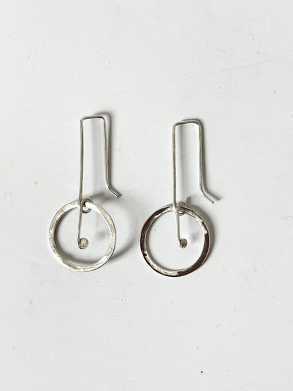 Hoop with Long Detail Post - Stirling Silver earrings by Kouka Design