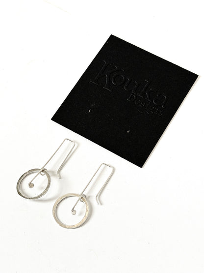 Hoop with Long Detail Post - Stirling Silver earrings by Kouka Design