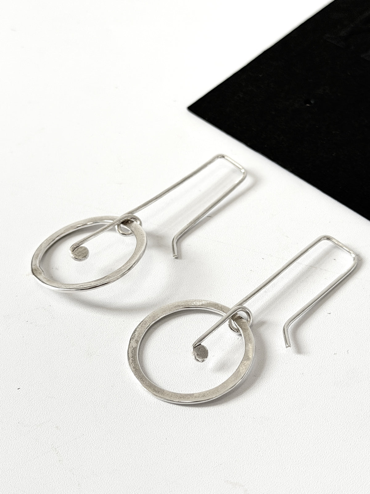 Hoop with Long Detail Post - Stirling Silver earrings by Kouka Design