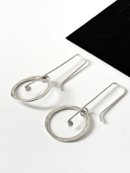 Hoop with Long Detail Post - Stirling Silver earrings by Kouka Design