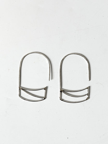 Threader earrings with Lines - Stirling Silver earrings by Kouka Design