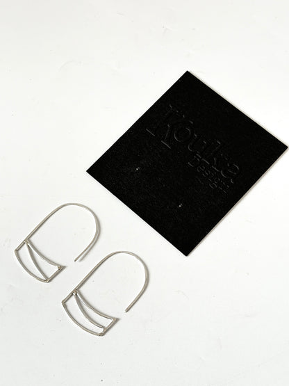 Threader earrings with Lines - Stirling Silver earrings by Kouka Design