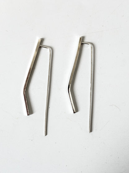 Bent Bars Threader earrings - Stirling Silver earrings by Kouka Design