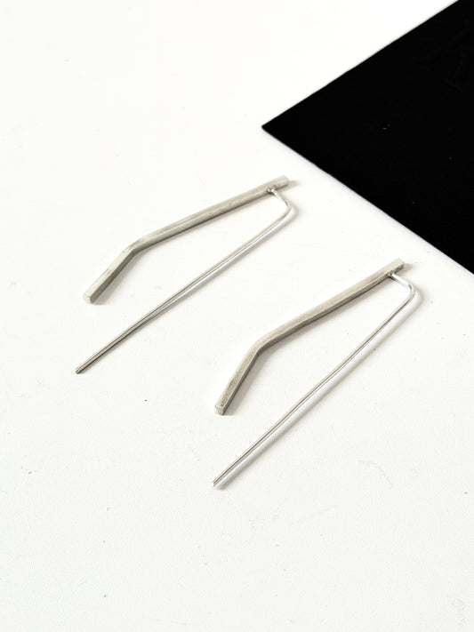 Bent Bars Threader earrings - Stirling Silver earrings by Kouka Design