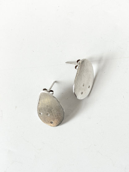 Flat Organic Geo Shape Stud with holes - Stirling Silver earrings by Kouka