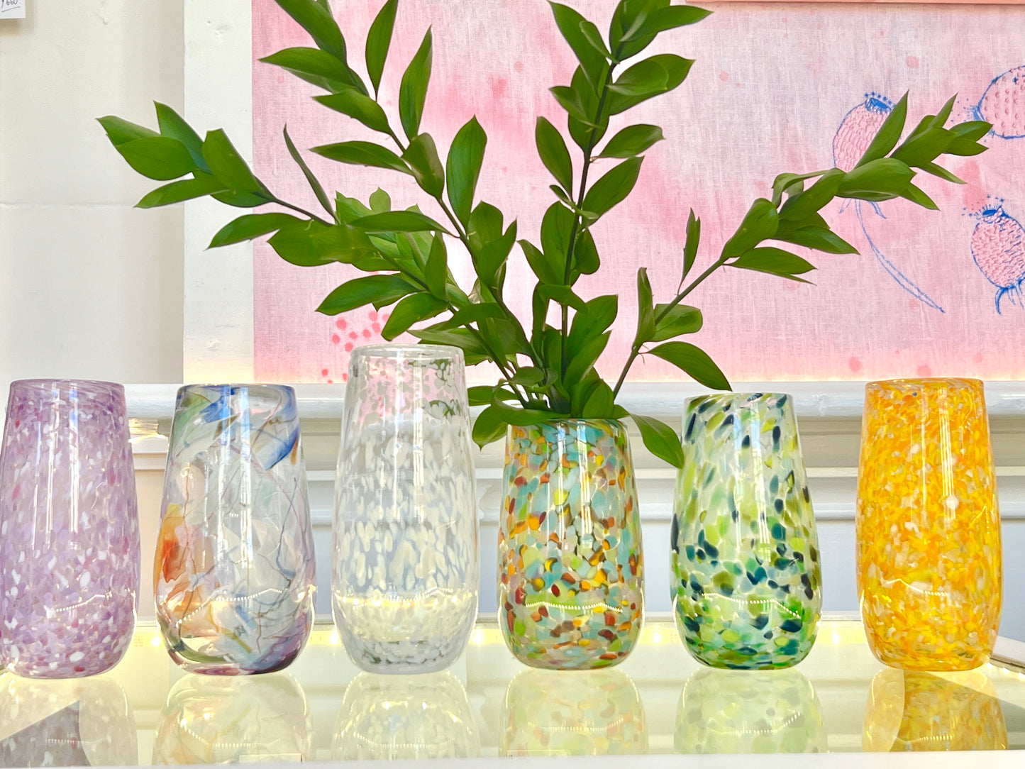 Handblown Glass Cylinder Vase - Forest Lake (April 24)