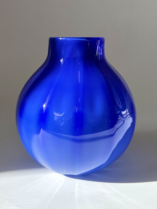Handblown Glass "Dodici" Vase - Lapis  Opal Blue