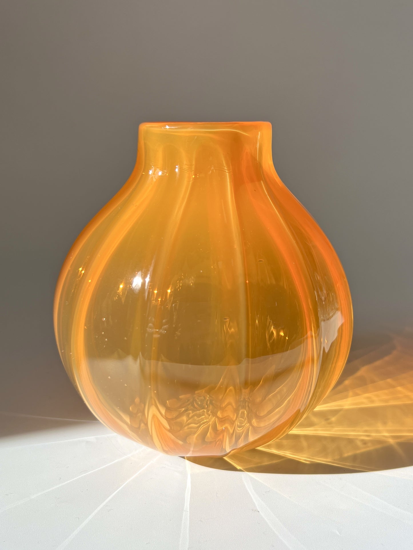 Handblown Glass "Dodici" Vase - Tangerine transparent