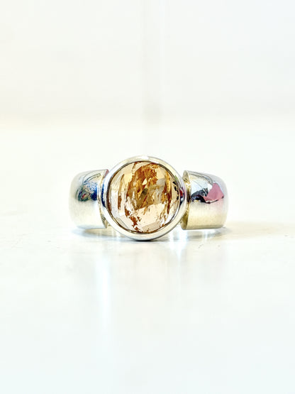 Golden Topaz and Stirling Silver ring by Idour (CI.6)