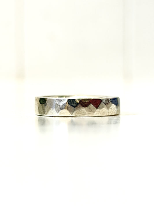 Planished Stirling Silver Narrow Band Ring by Idour (CI.7)