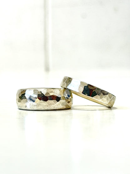 Planished Stirling Silver Narrow Band Ring by Idour (CI.7)