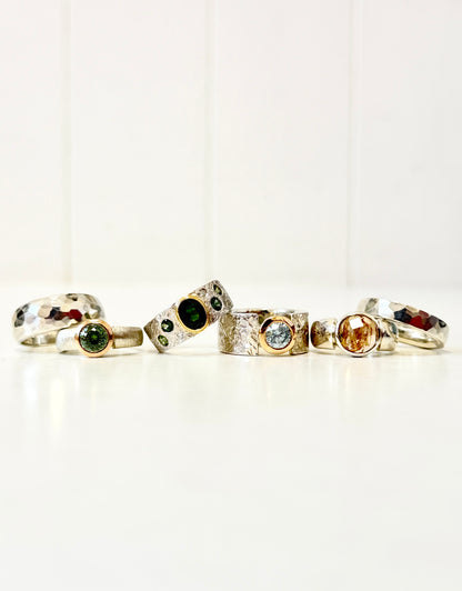 Planished Stirling Silver Narrow Band Ring by Idour (CI.7)