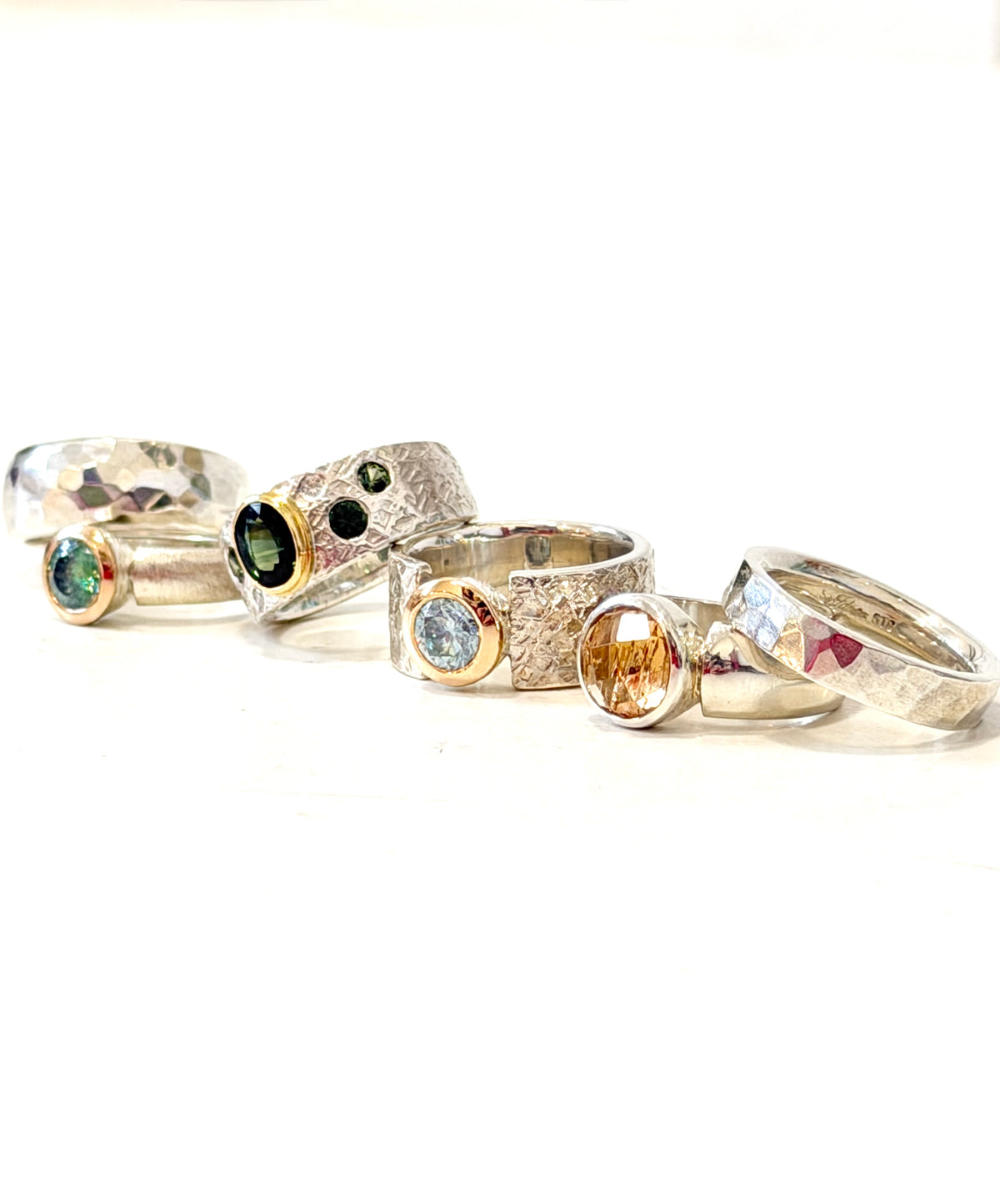 Planished Stirling Silver Narrow Band Ring by Idour (CI.7)