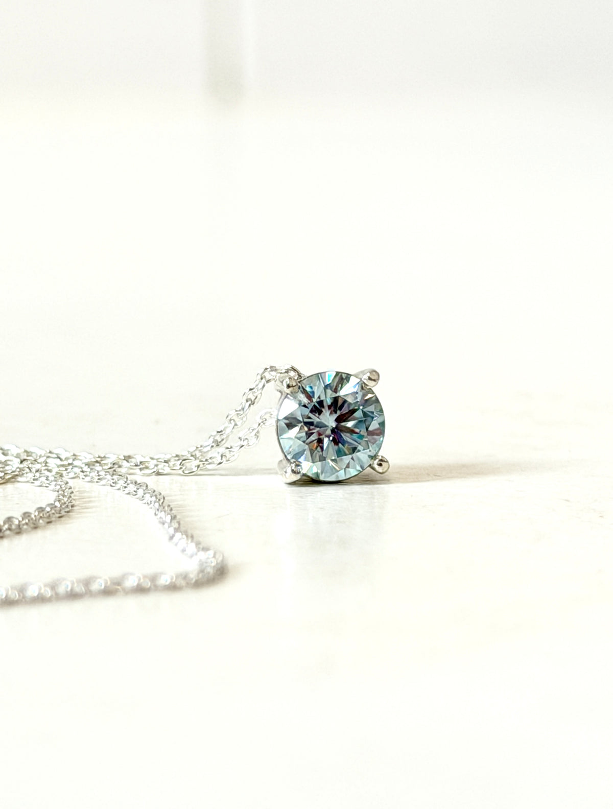 1.0ct Blue Moissainte and Silver Necklace (CI.9)