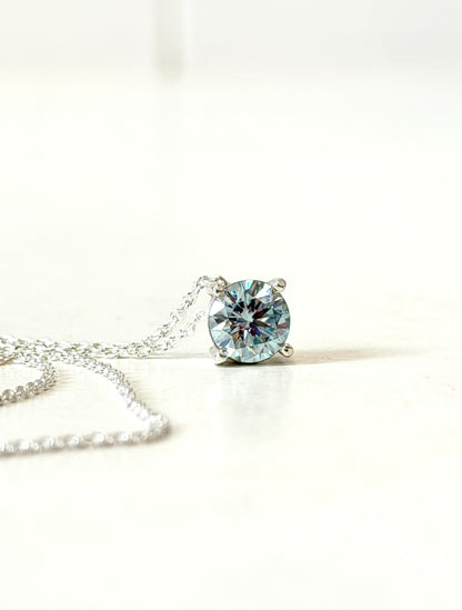 1.0ct Blue Moissainte and Silver Necklace (CI.9)