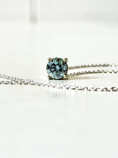 1.0ct Blue Moissainte and Silver Necklace (CI.9)