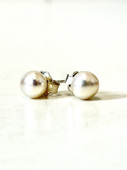 Cultured Pearl & Sterling Silver Stud earrings by Idour (CI.1, 2)