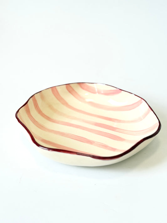 Pink and Burgundy Ceramic "Ruffle" Bowl by Formantics