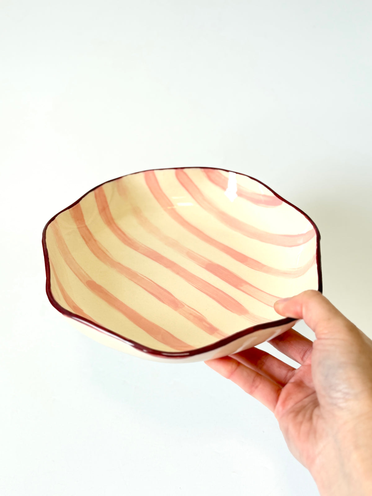 Pink and Burgundy Ceramic "Ruffle" Bowl by Formantics